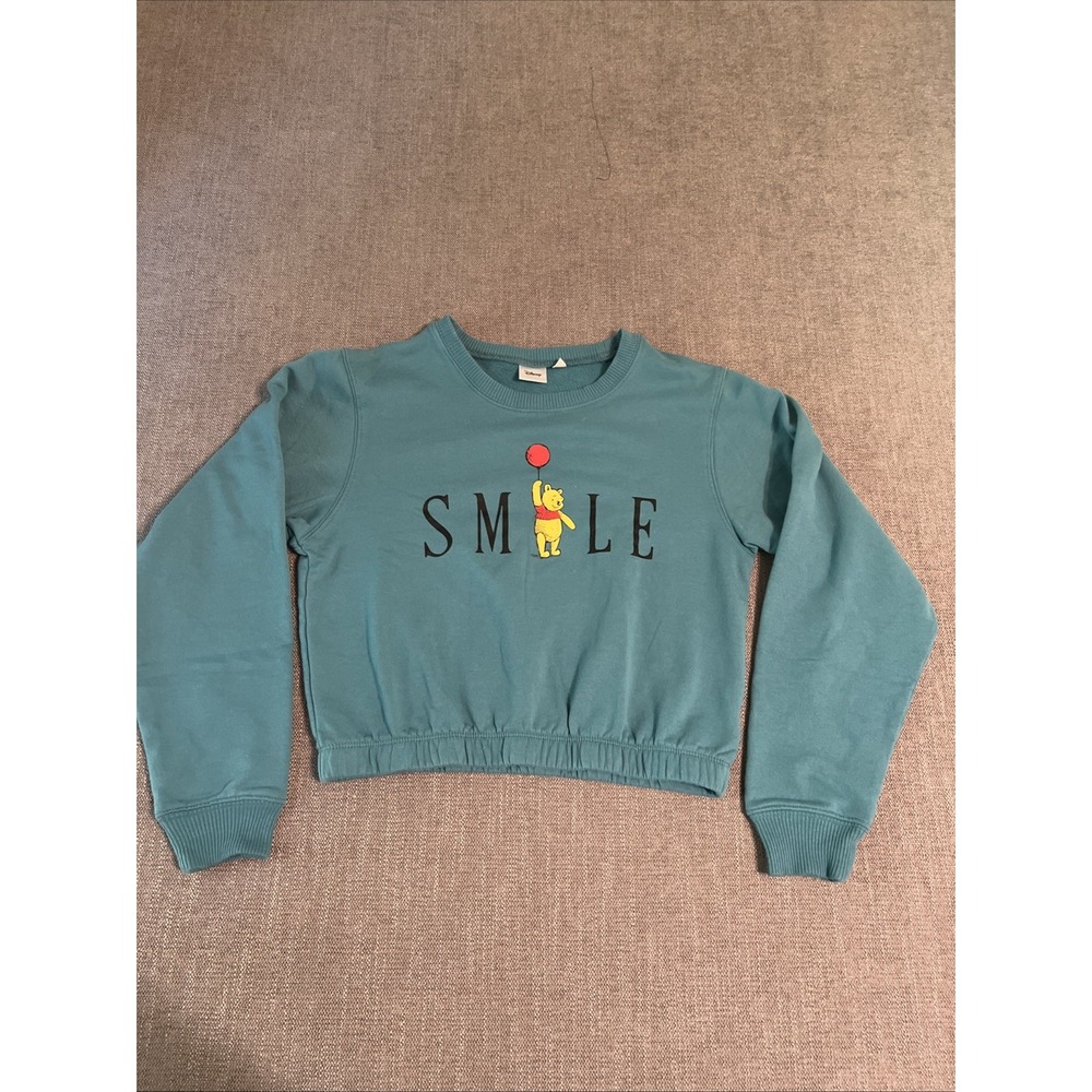 Disney Y2K Winnie the Pooh Smile Balloon Cropped Sweatshirt Women's‎ SZ SM